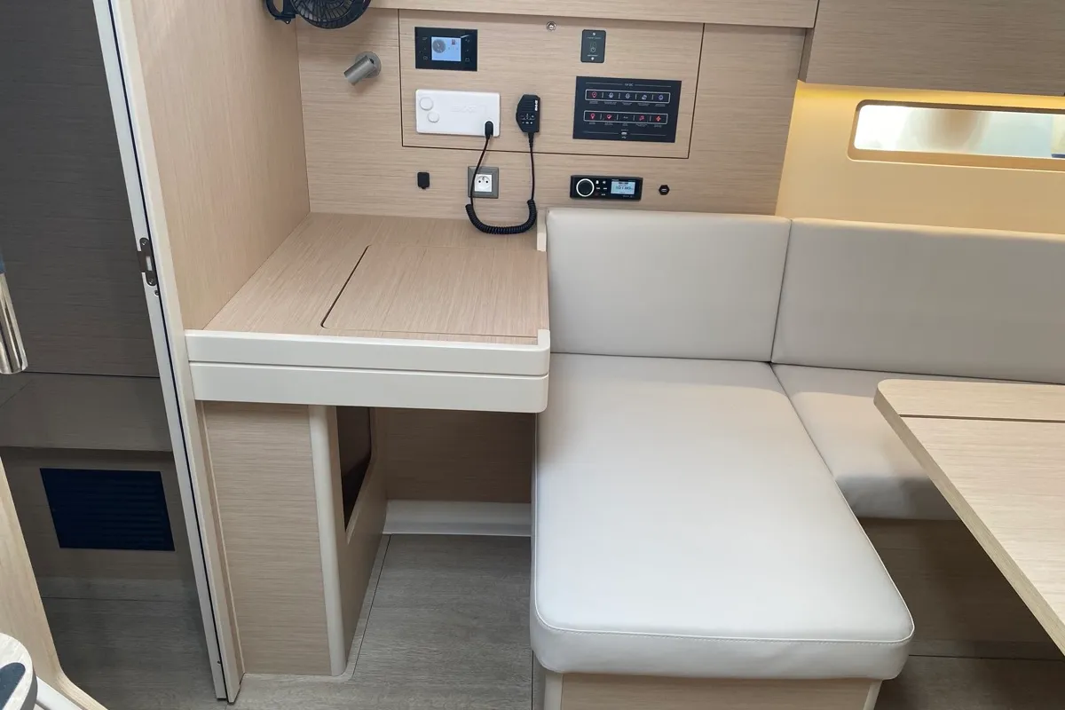 Salon of Blue Eyes II, a Beneteau Oceanis 40.1 sailboat at Olbia, Italy