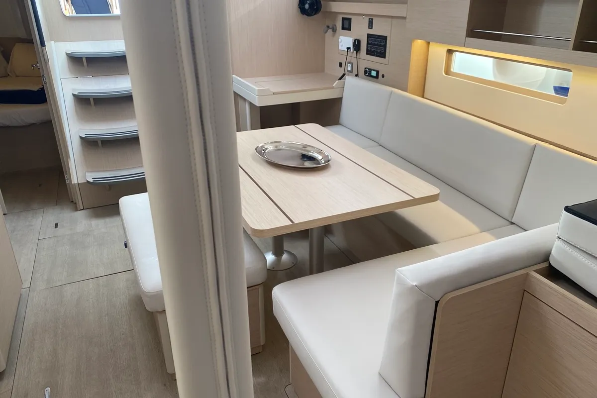 Salon of Blue Eyes II, a Beneteau Oceanis 40.1 sailboat at Olbia, Italy