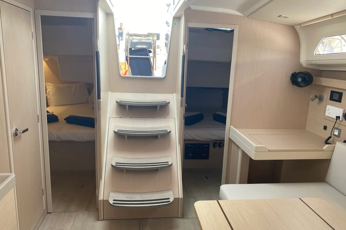 Salon of Blue Eyes II, a Beneteau Oceanis 40.1 sailboat at Olbia, Italy