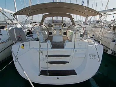 Cockpit of Omega Kiss, a Jeanneau 53 sailboat at Dubrovnik, Croatia