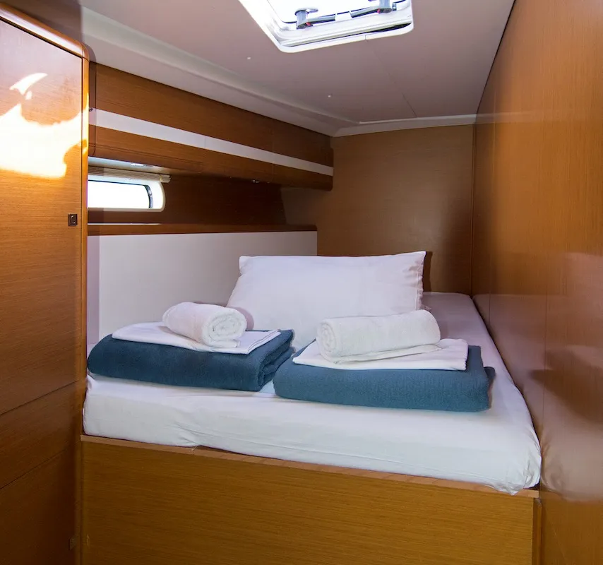 Cabin on Omega Kiss, a Jeanneau 53 sailboat at Dubrovnik, Croatia