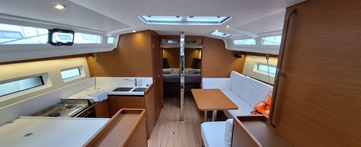 Salon of Soyka, a Jeanneau Sun Odyssey 440 sailboat at Grad Šibenik, Croatia