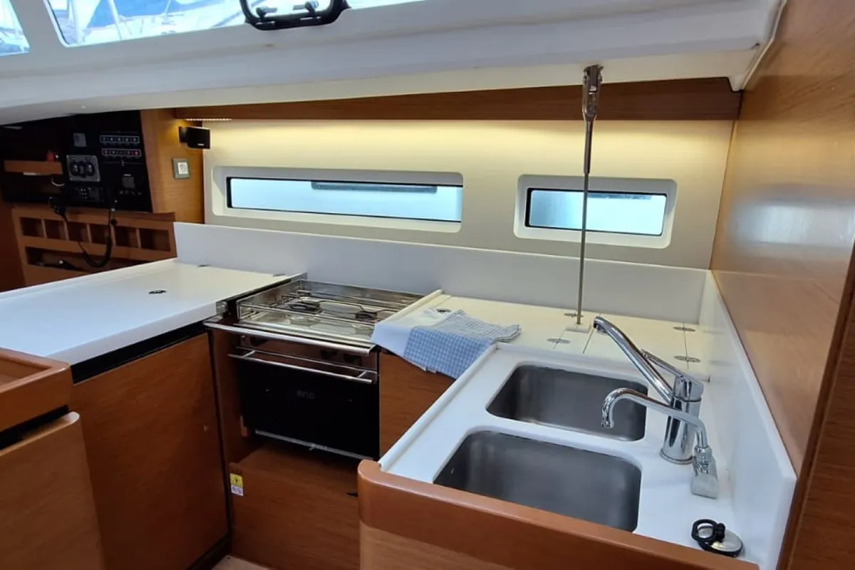 Galley of Soyka, a Jeanneau Sun Odyssey 440 sailboat at Grad Šibenik, Croatia