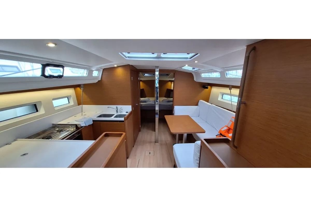 Salon of Soyka, a Jeanneau Sun Odyssey 440 sailboat at Grad Šibenik, Croatia