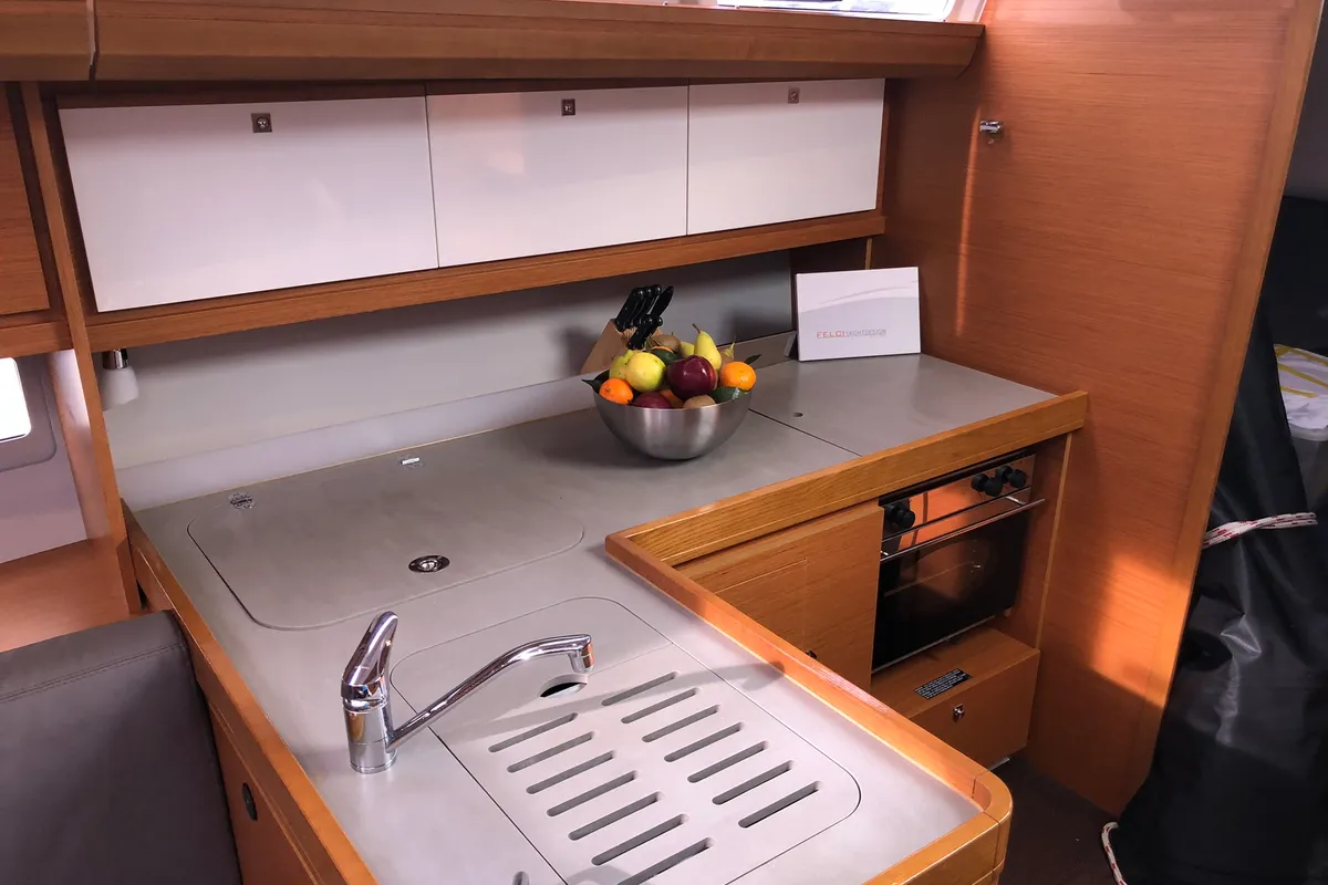 Galley of Pamoja, a Dufour 412 sailboat at Olbia, Italy