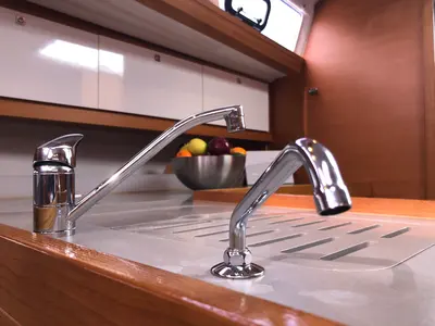 Galley of Pamoja, a Dufour 412 sailboat at Olbia, Italy