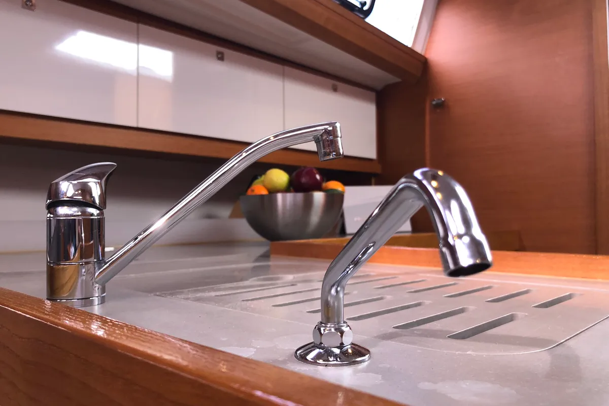 Galley of Pamoja, a Dufour 412 sailboat at Olbia, Italy