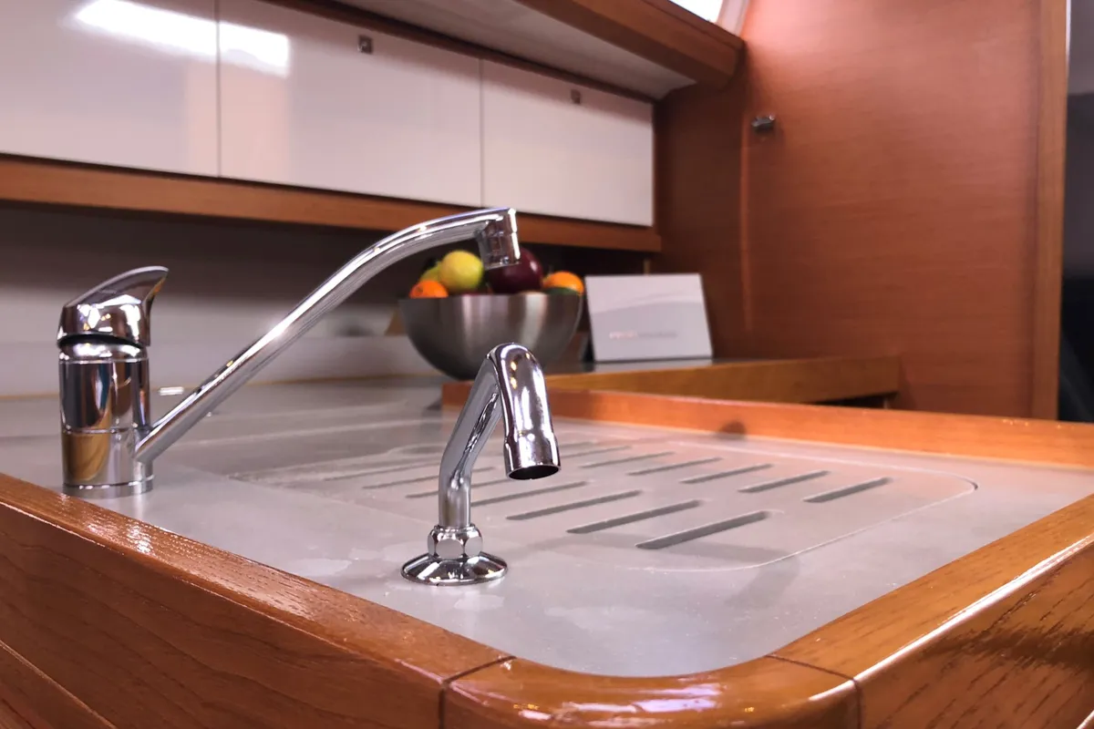 Galley of Pamoja, a Dufour 412 sailboat at Olbia, Italy