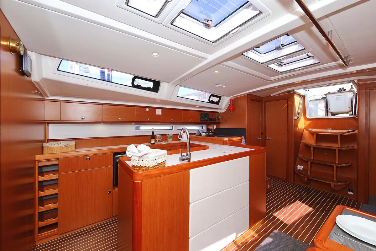 Galley of El Karinjo, a Bavaria Cruiser 56 sailboat at Grad Trogir, Croatia