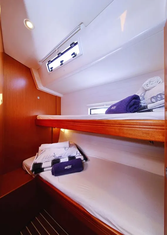 Cabin on El Karinjo, a Bavaria Cruiser 56 sailboat at Grad Trogir, Croatia
