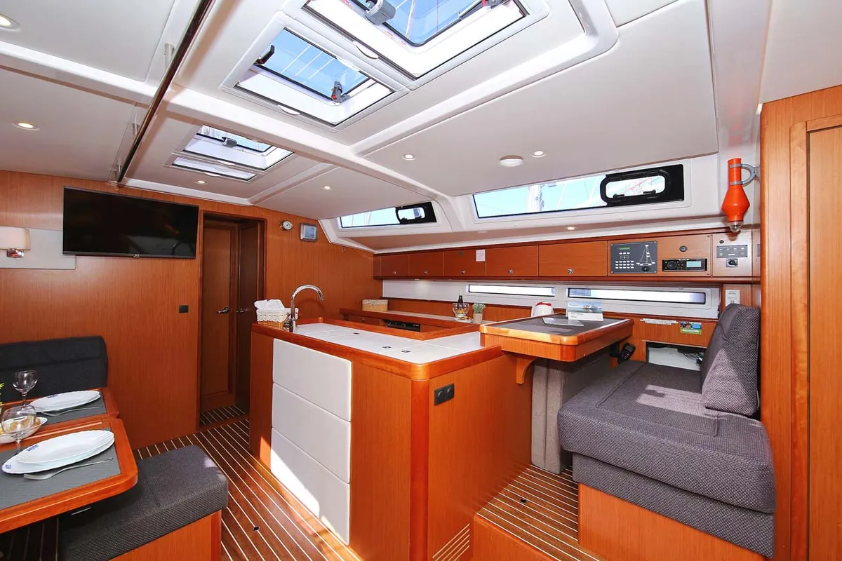 Galley of El Karinjo, a Bavaria Cruiser 56 sailboat at Grad Trogir, Croatia