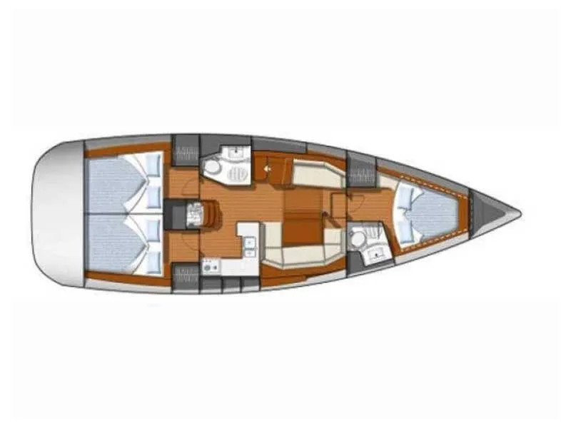 Floor plan of Malandrina, a Jeanneau Sun Odyssey 42DS sailboat at Punta Ala, Italy