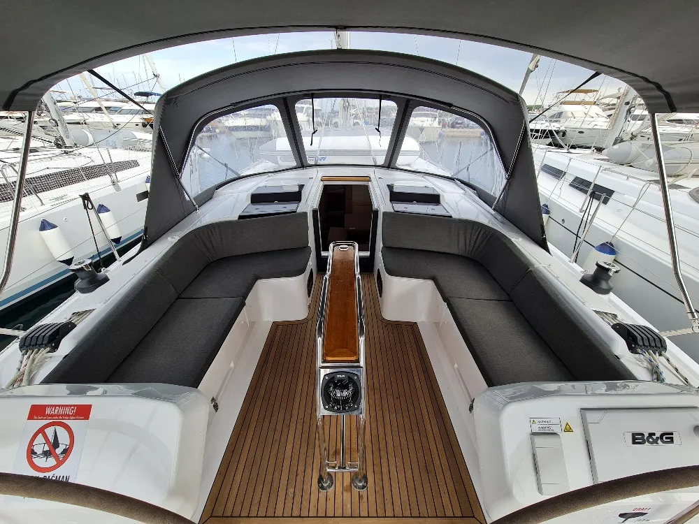 Deck of Ariel, a Hanse 458 sailboat at Grad Biograd na Moru, Croatia