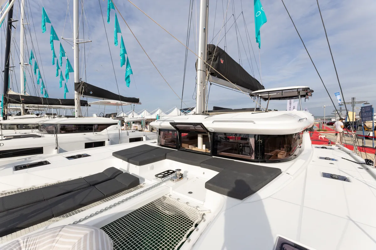 Deck of LA ROSE, a Lagoon 43 catamaran at Split, Croatia