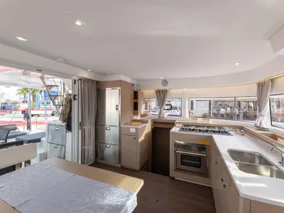 Galley of LA ROSE, a Lagoon 43 catamaran at Split, Croatia
