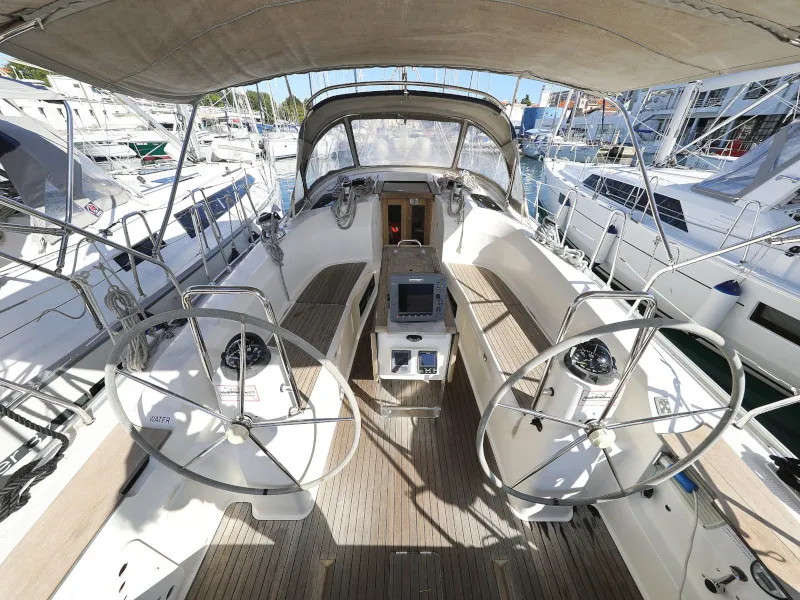 Cockpit of Pia M, a Bavaria Cruiser 40 sailboat at Zadar, Croatia