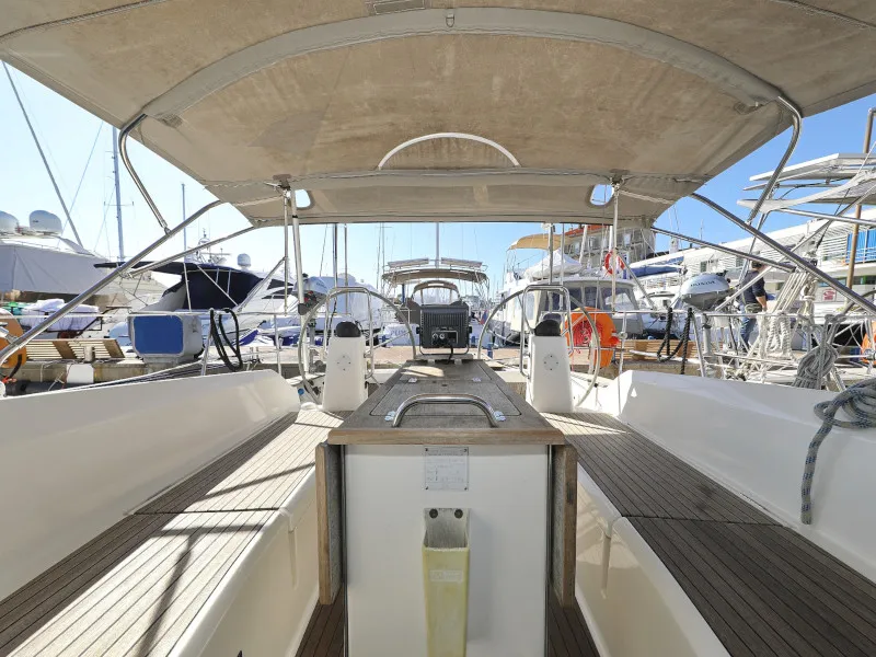Deck of Pia M, a Bavaria Cruiser 40 sailboat at Zadar, Croatia
