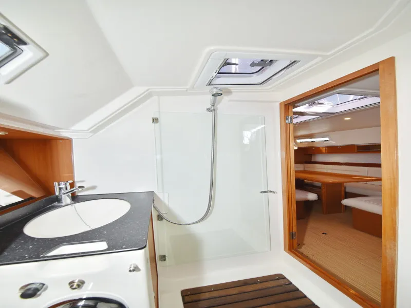 Head on Pia M, a Bavaria Cruiser 40 sailboat at Zadar, Croatia