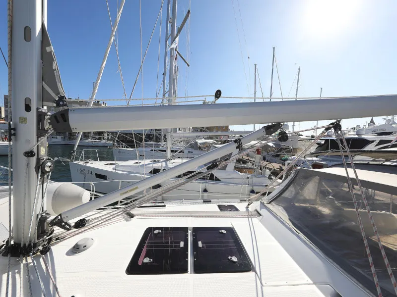 Deck of Pia M, a Bavaria Cruiser 40 sailboat at Zadar, Croatia