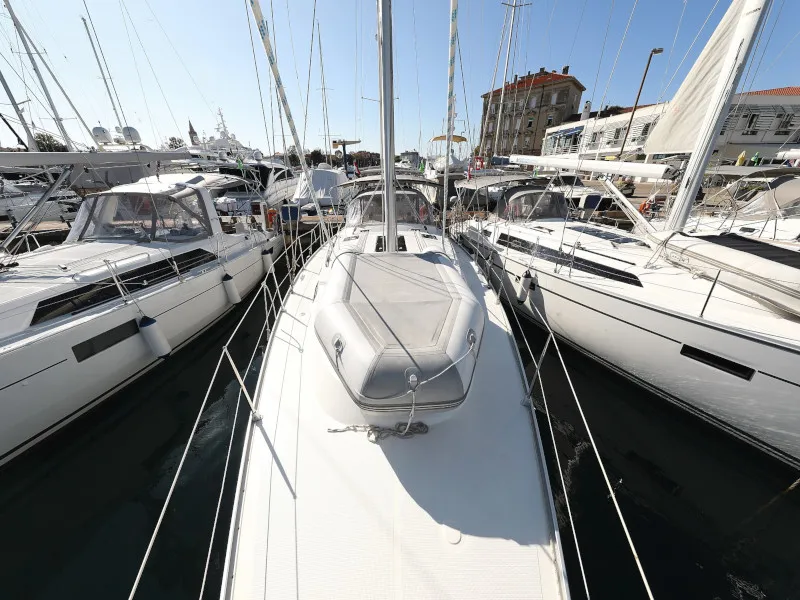Exterior view of Pia M, a Bavaria Cruiser 40 sailboat at Zadar, Croatia
