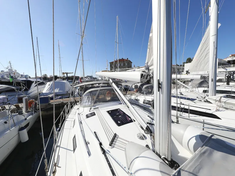 Deck of Pia M, a Bavaria Cruiser 40 sailboat at Zadar, Croatia