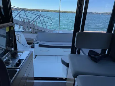 Salon of Riva, a Jeanneau Merry Fisher 895 motorboat at Grad Biograd na Moru, Croatia