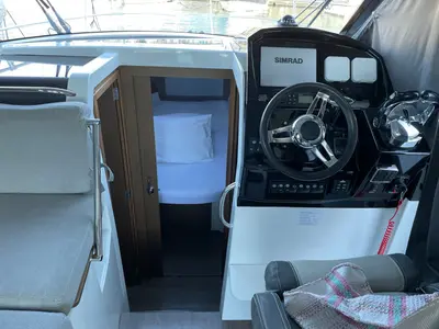 Cockpit of Riva, a Jeanneau Merry Fisher 895 motorboat at Grad Biograd na Moru, Croatia