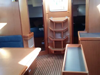 Salon of Faethon, a Bavaria 46 Cruiser sailboat at Preveza, Greece