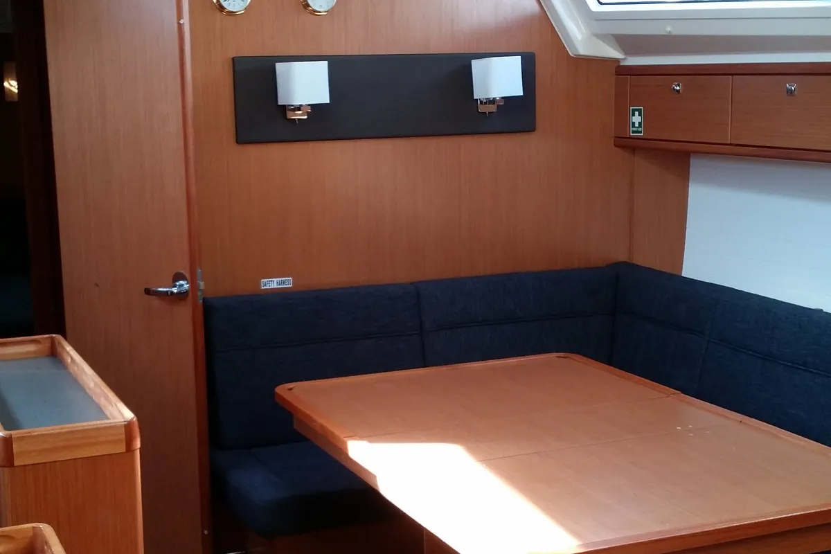 Salon of Faethon, a Bavaria 46 Cruiser sailboat at Preveza, Greece