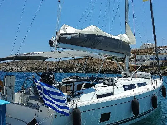 Polynoe, a Hanse 418 sailboat at Lavrion, Greece