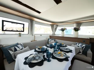 Salon of El Marita, a Lagoon 46 catamaran at Municipal Unit of Lefkada, Greece