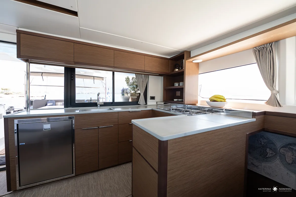 Galley of El Marita, a Lagoon 46 catamaran at Municipal Unit of Lefkada, Greece