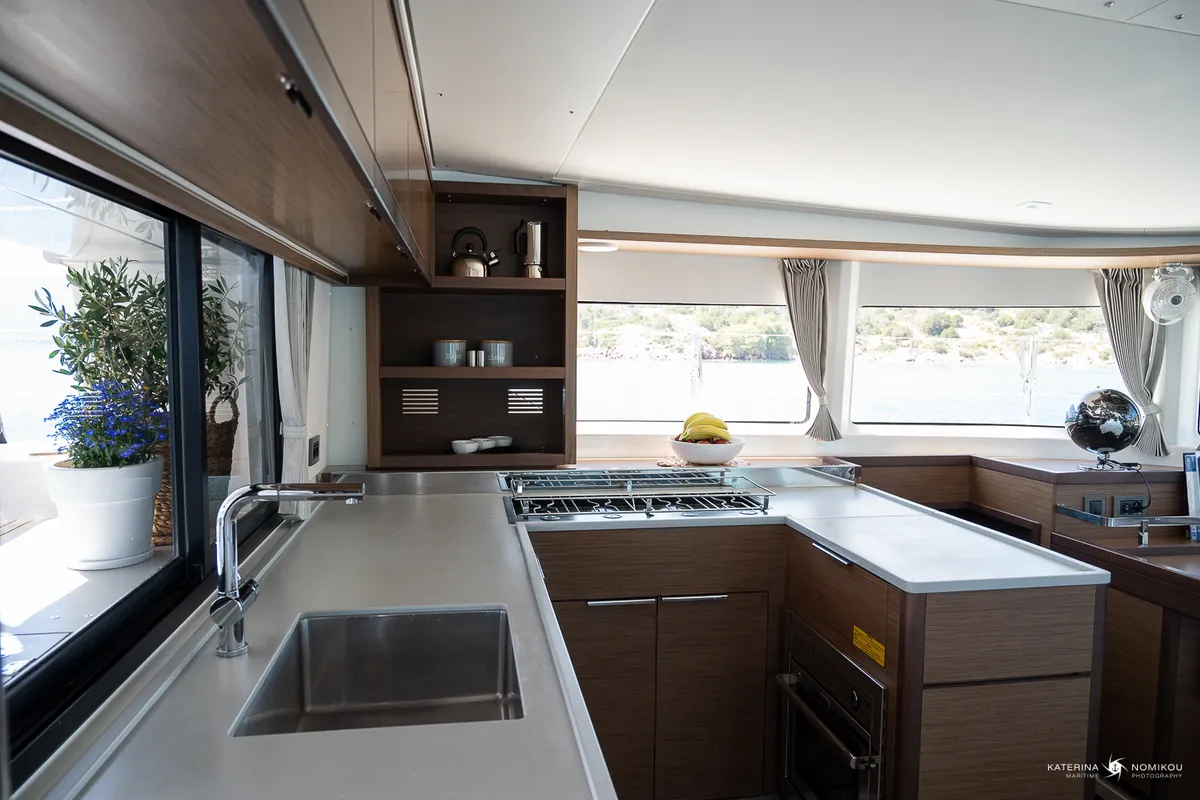 Galley of El Marita, a Lagoon 46 catamaran at Municipal Unit of Lefkada, Greece