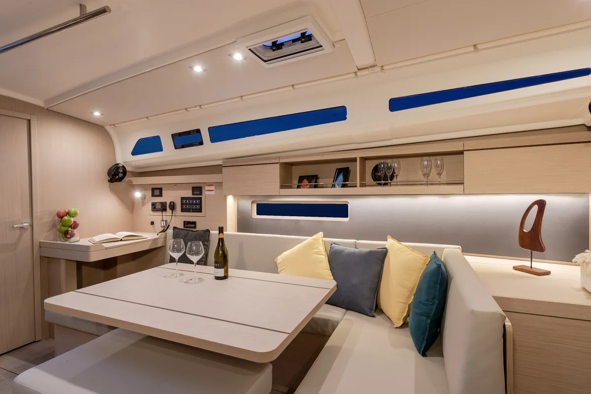 Salon of Moorings 42.3 Exclusive, a Beneteau Oceanis 40.1 sailboat at Road Town, British Virgin Islands