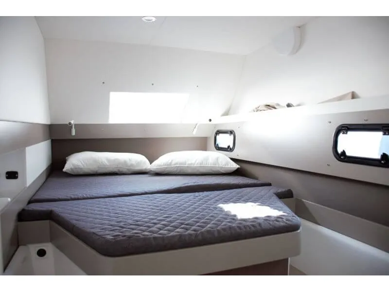 Cabin on Magic 3, a Bali 4.3 catamaran at Castellammare di Stabia, Italy