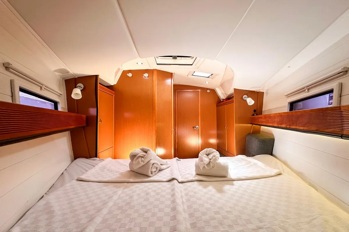 Cabin on Spark-1, a Bavaria Cruiser 40 sailboat at Bodrum, Turkey