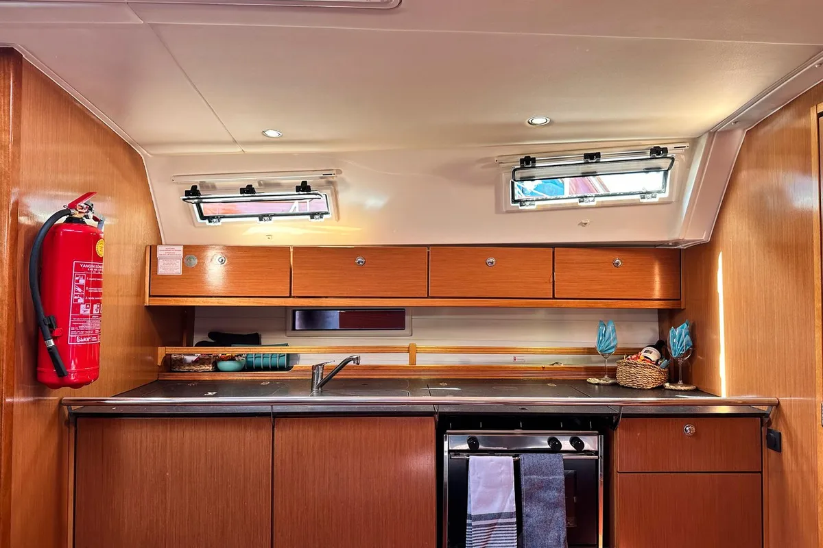 Galley of Spark-1, a Bavaria Cruiser 40 sailboat at Bodrum, Turkey
