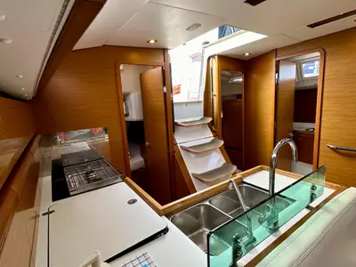 Galley of Janis, a Jeanneau Sun Odyssey 449 sailboat at Sukošan, Croatia