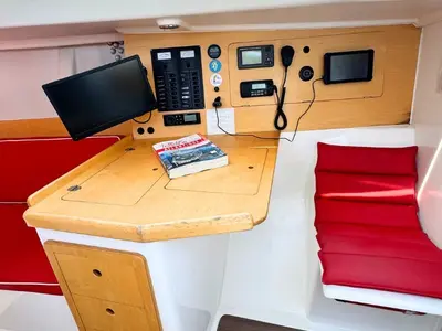 Cockpit of Kurun, a JPK 10.10 sailboat at La Rochelle, France
