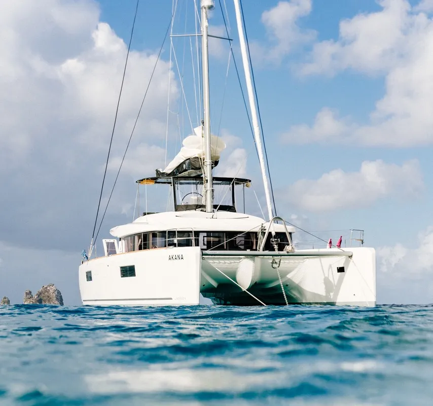Exterior view of Akana, a Lagoon 52 F catamaran at Grad Trogir, Croatia