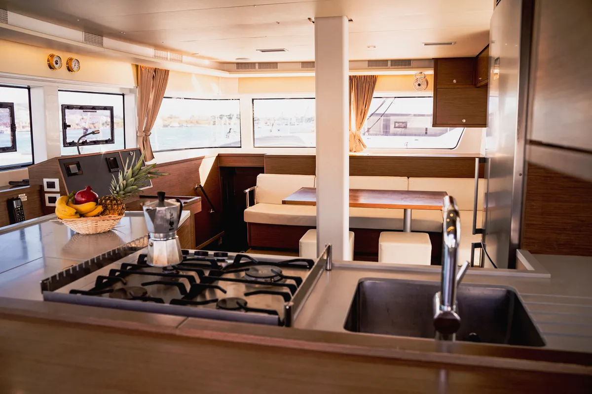 Galley of Akana, a Lagoon 52 F catamaran at Grad Trogir, Croatia