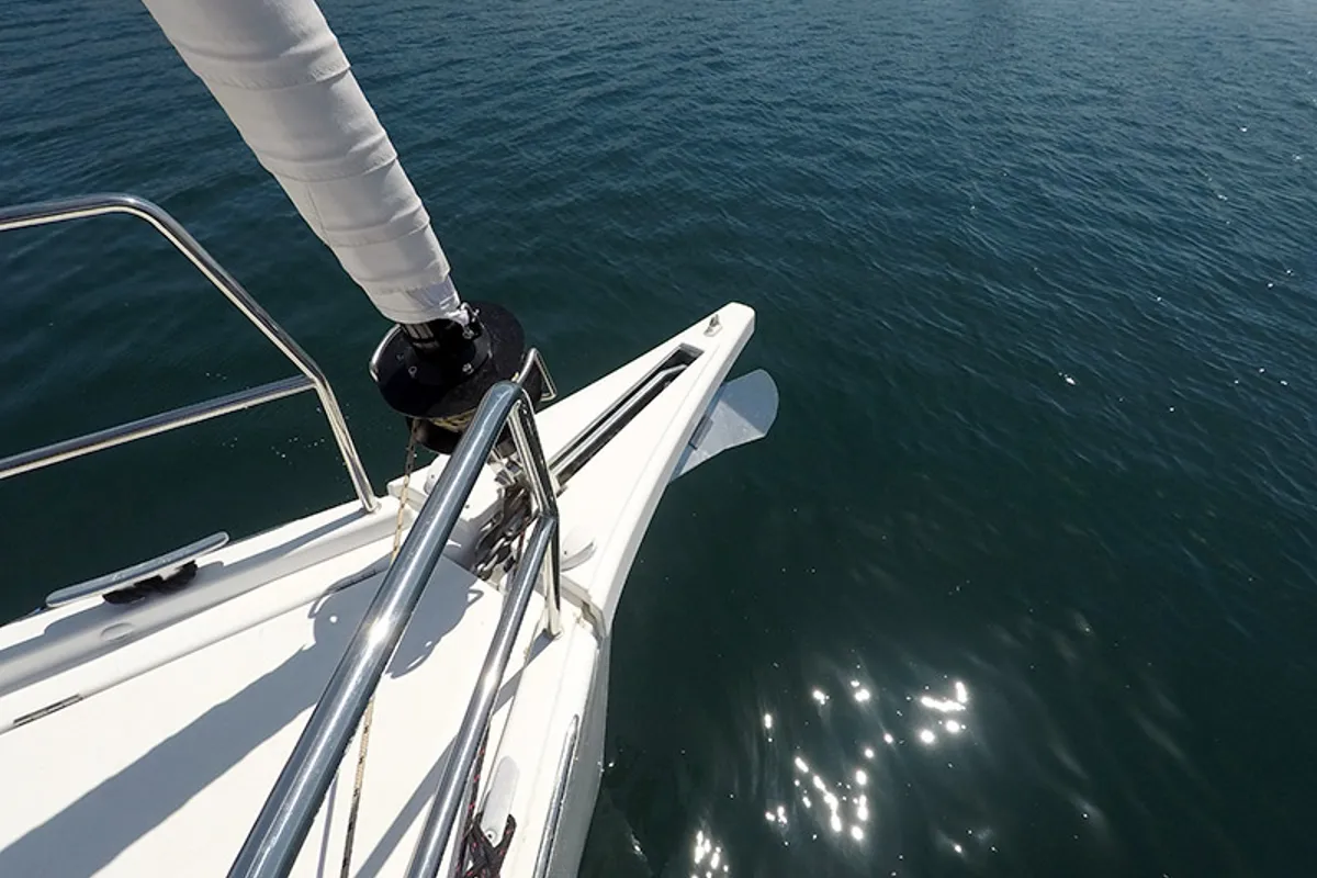 Deck of SWEETEST TAB00, a Dufour 430 sailboat at Grad Šibenik, Croatia