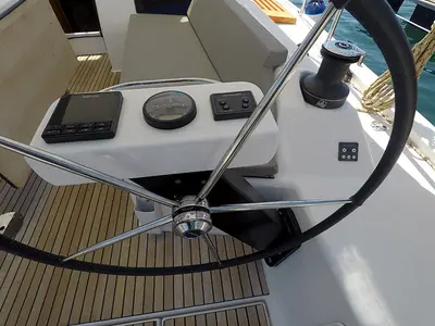 Cockpit of SWEETEST TAB00, a Dufour 430 sailboat at Grad Šibenik, Croatia
