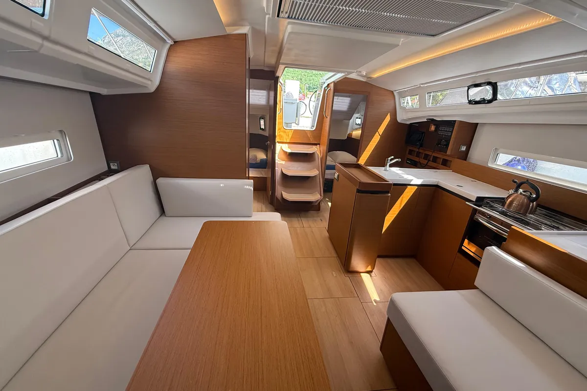 Salon of Sunset Kiss, a Jeanneau Sun Odyssey 410 sailboat at Dubrovnik, Croatia