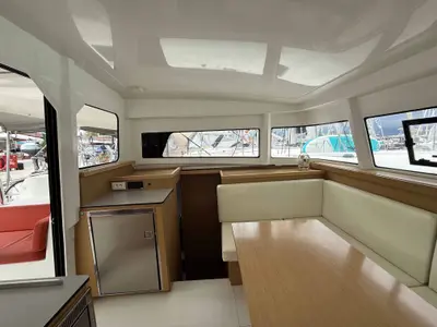 Salon of ROXY, a Excess 11 catamaran at Kontokali, Greece