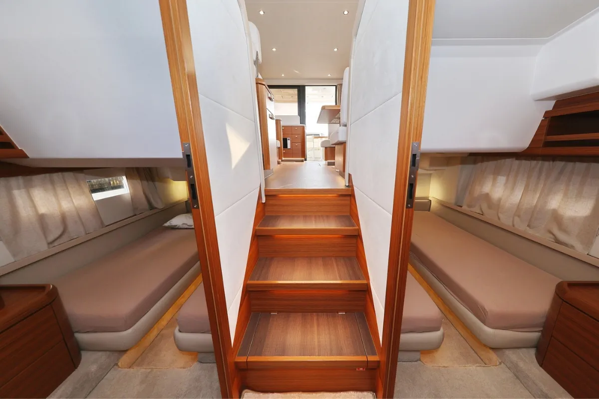 Cabin on Nord, a Greenline 48 Fly motor yacht at Grad Biograd na Moru, Croatia