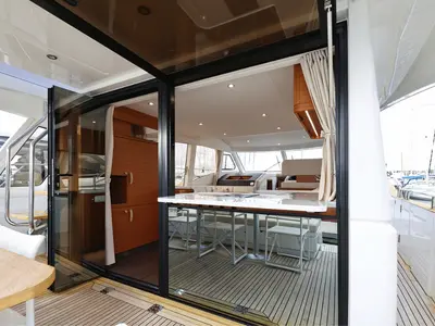 Deck of Nord, a Greenline 48 Fly motor yacht at Grad Biograd na Moru, Croatia
