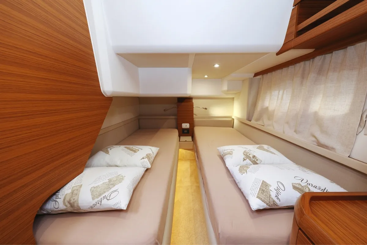Cabin on Nord, a Greenline 48 Fly motor yacht at Grad Biograd na Moru, Croatia