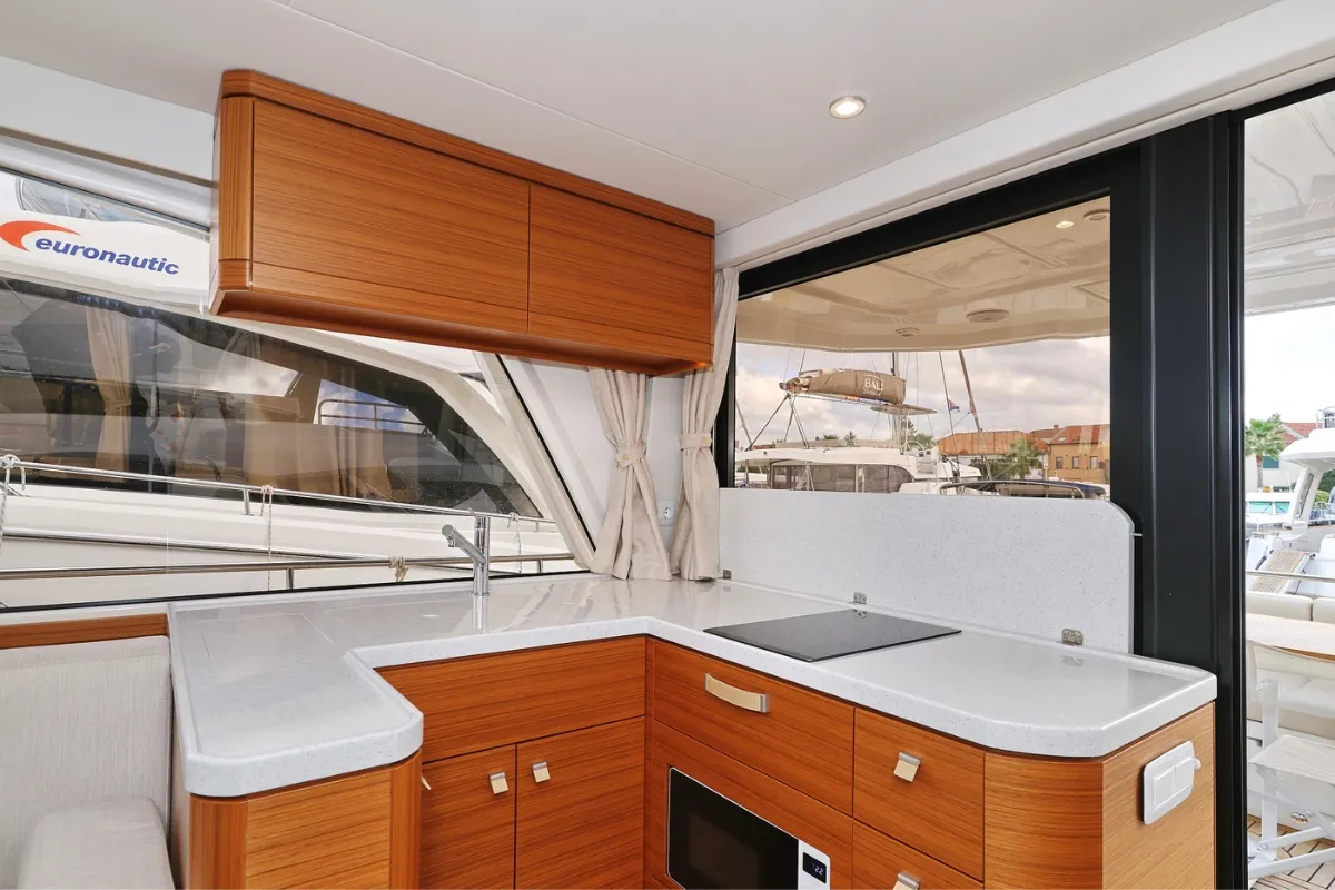 Galley of Nord, a Greenline 48 Fly motor yacht at Grad Biograd na Moru, Croatia