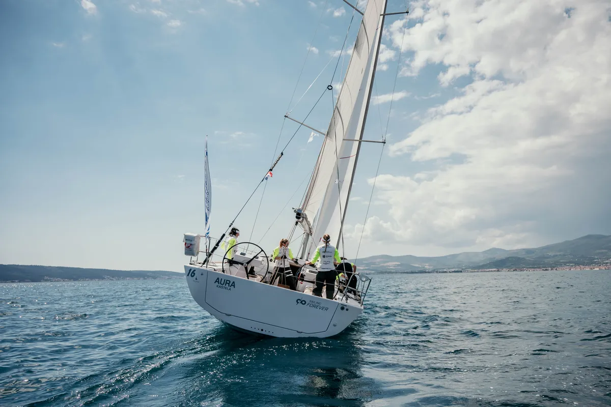 Exterior view of DEMETRA, a AD Boats Salona 46 sailboat at Grad Kaštela, Croatia